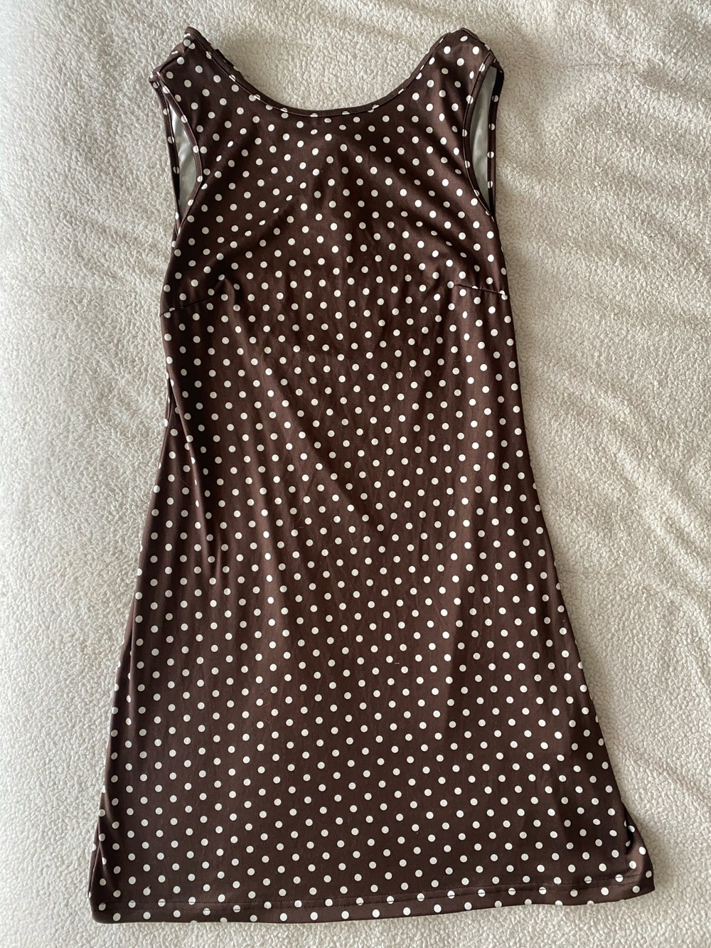 Brown Polka Dot Open Back Mini Dress Tie Back Size M NWOT
